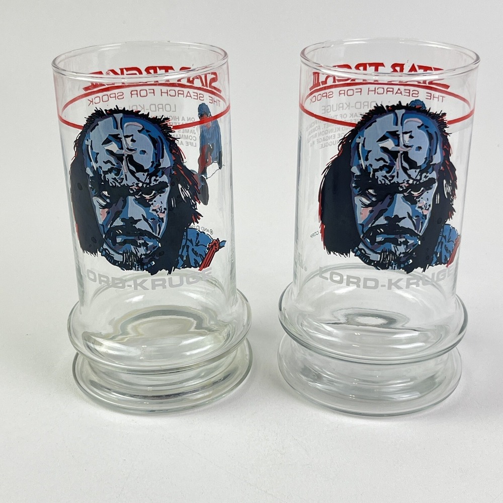 Star Trek III Search For Spock 1984 Taco Bell Glass Collector Cup Lord Kruge Set